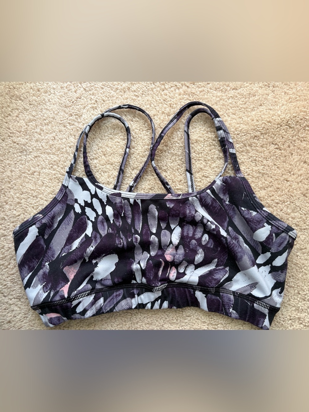 Gaiam Tie Dye Watercolor Floral Strappy Sports Bra